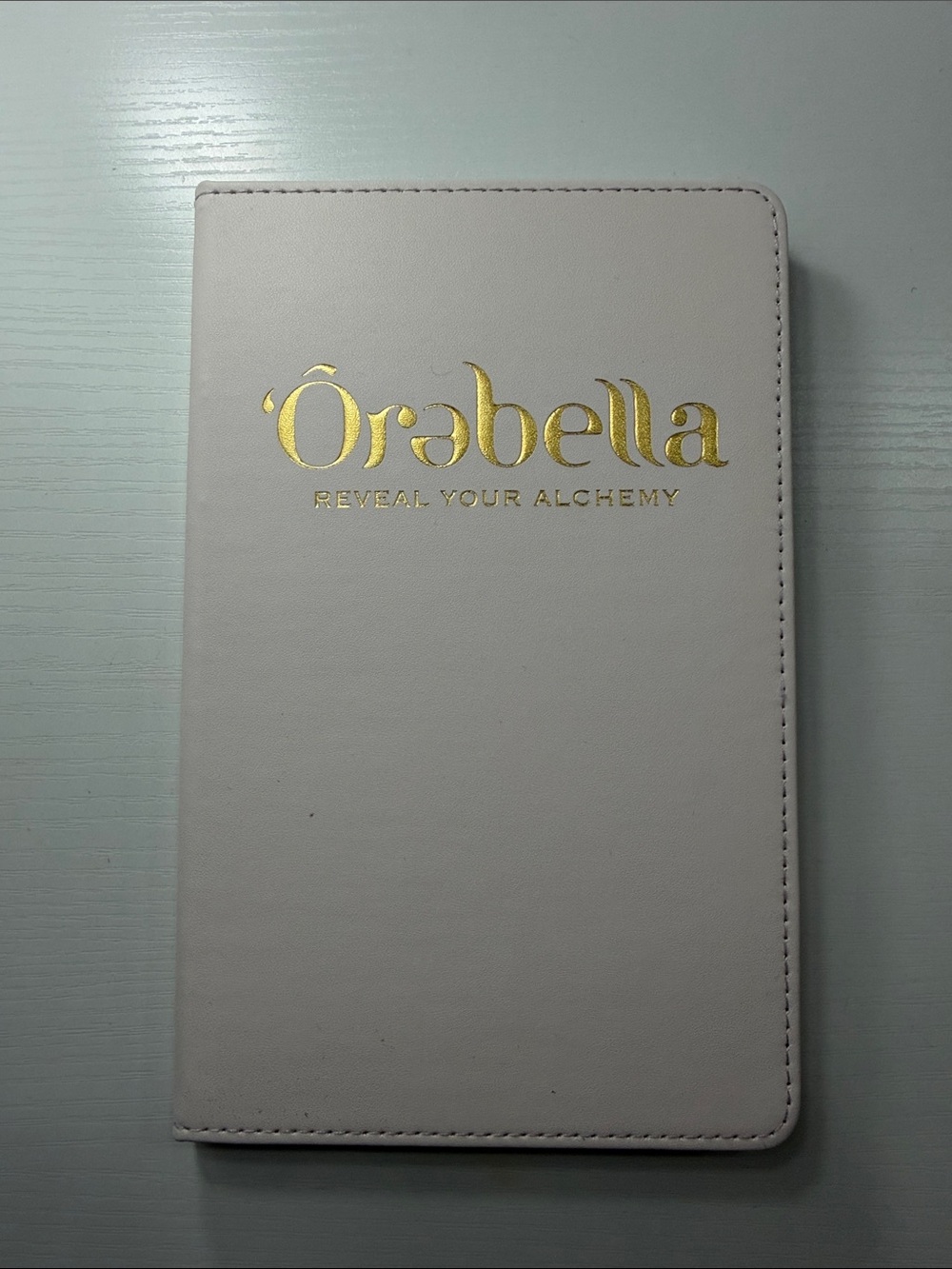 Abella Cream Faux Leather Journal with Gold Logo